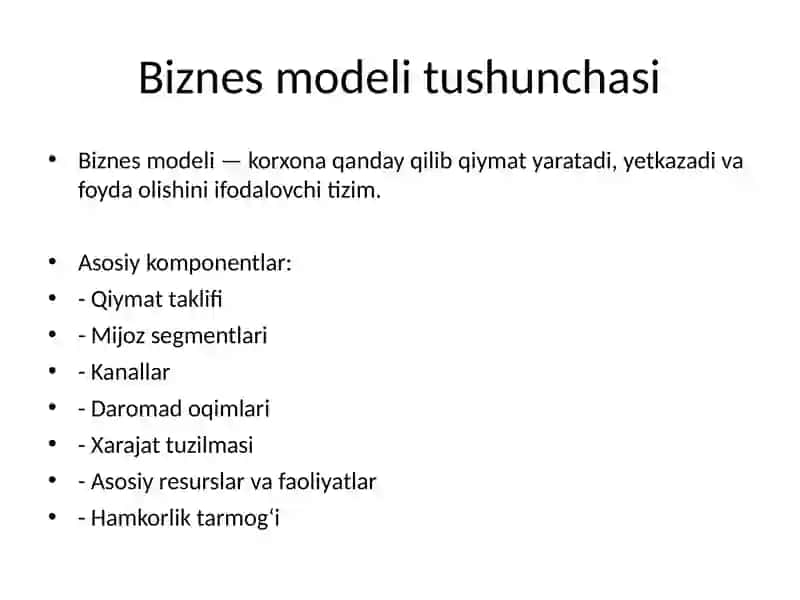 Biznes modellarining innovatsion jihatlari va ularni raqamli loyihalarda qo‘llash 3