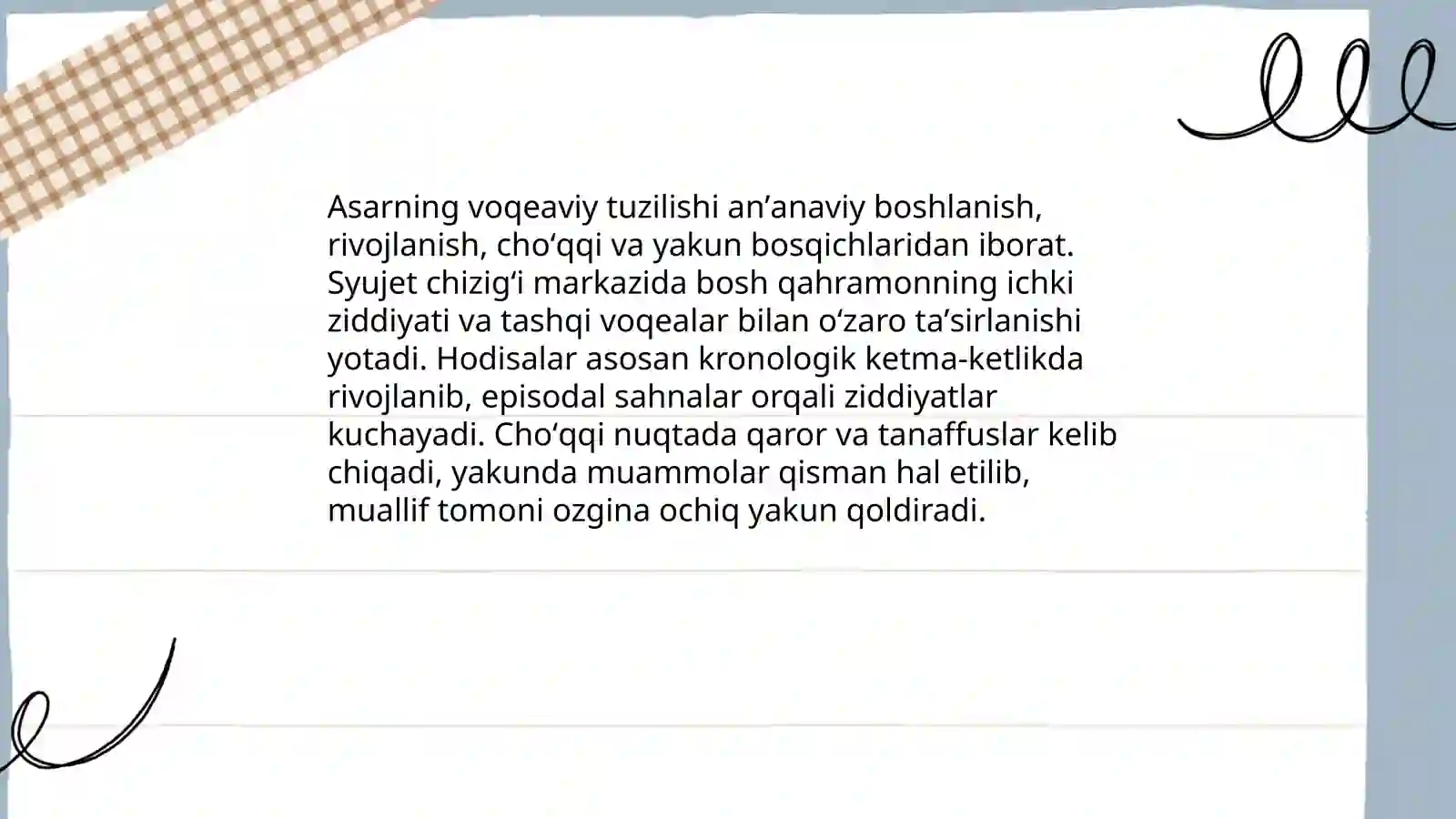 Oʻtkir Hoshimovning Ikki eshik orasi asari voqealari va qahramonlar tahlili 3