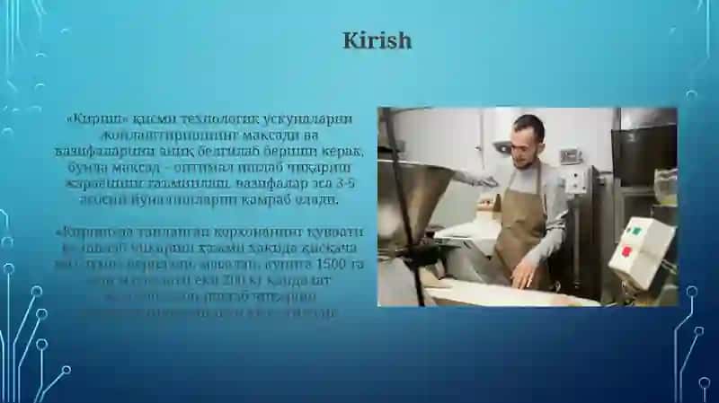 Pishirish sexidagi texnologik jihozlarini joylashtiruvini organish 3