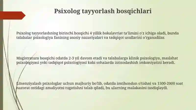 Psixologlarni tayyorlash bosqichlari 3