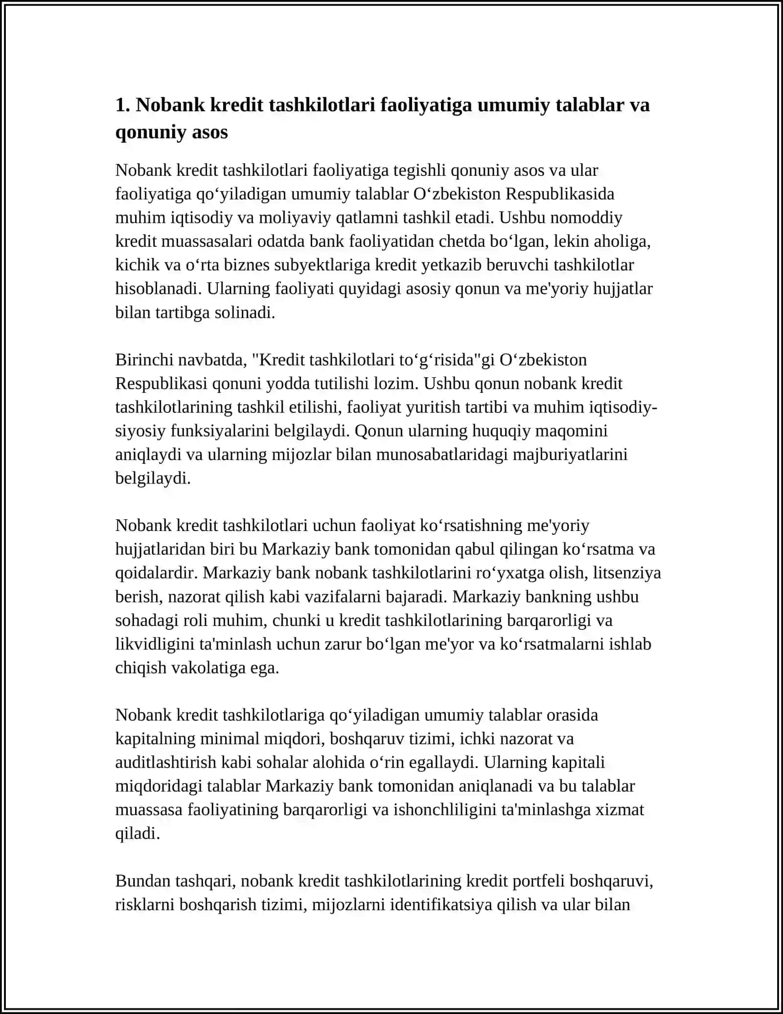 NOBANK KREDIT TASHKILOTLARI FAOLYATINI TARTIBGA SOLUVCHI QONUN HUJJATLAR 3