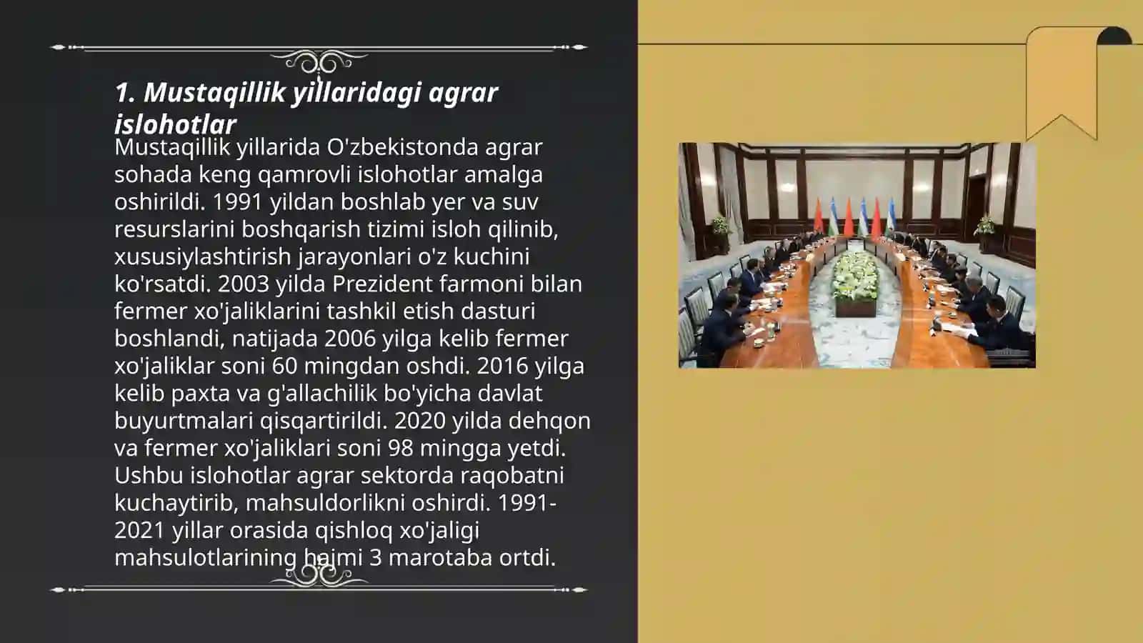 Mustaqillik yillarida qishloq xo‘jaligi va sanoat sohasidagi o‘zgarishlar 3