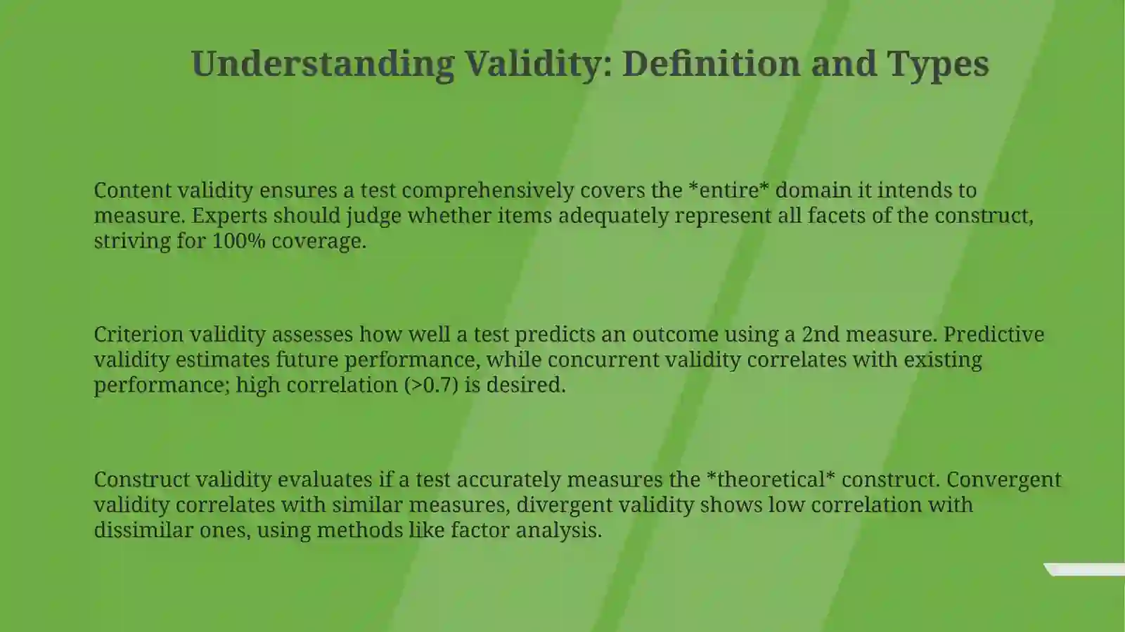 Testing: validity 3