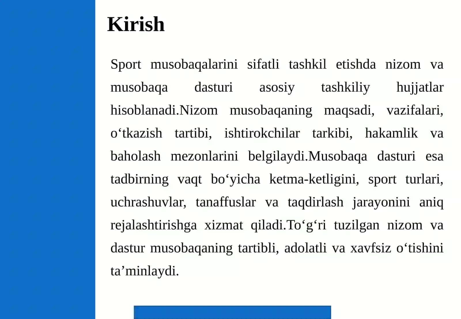Sport musobaqalarida nizom tuzish va musobaqa dasturini ishlab chiqish. 3