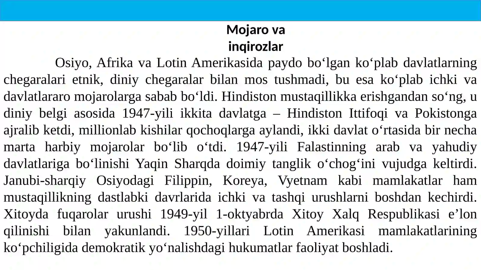 10 –Sinf  Jaxon tarix   taqdimoti 3