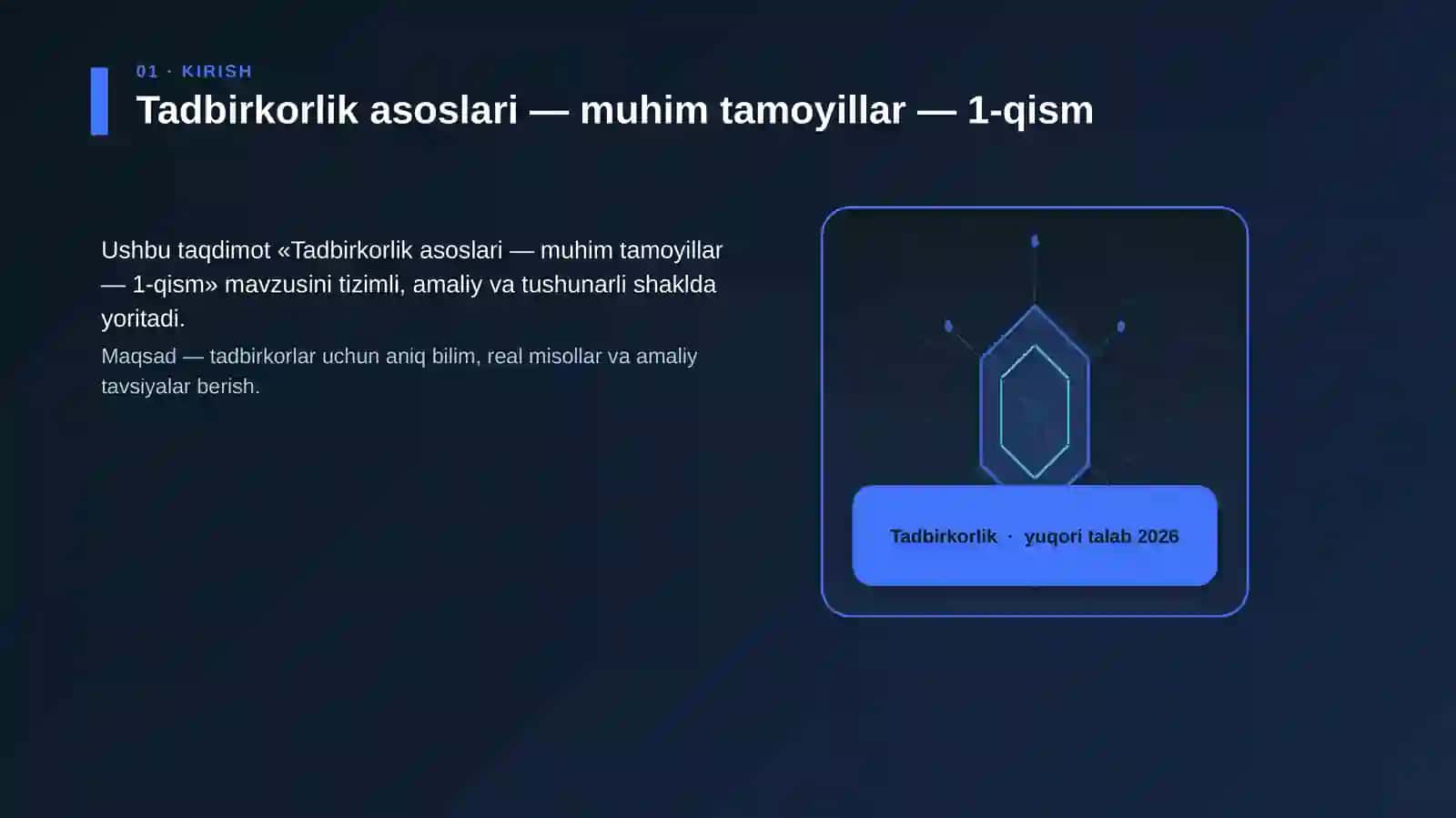 Tadbirkorlik asoslari — muhim tamoyillar — 1-qism 3