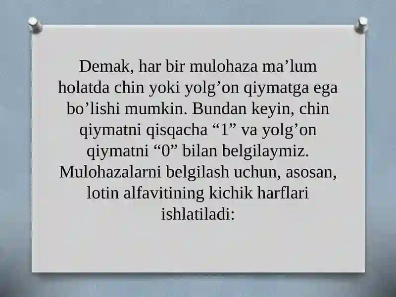 Mulohazalar algebrasi 3