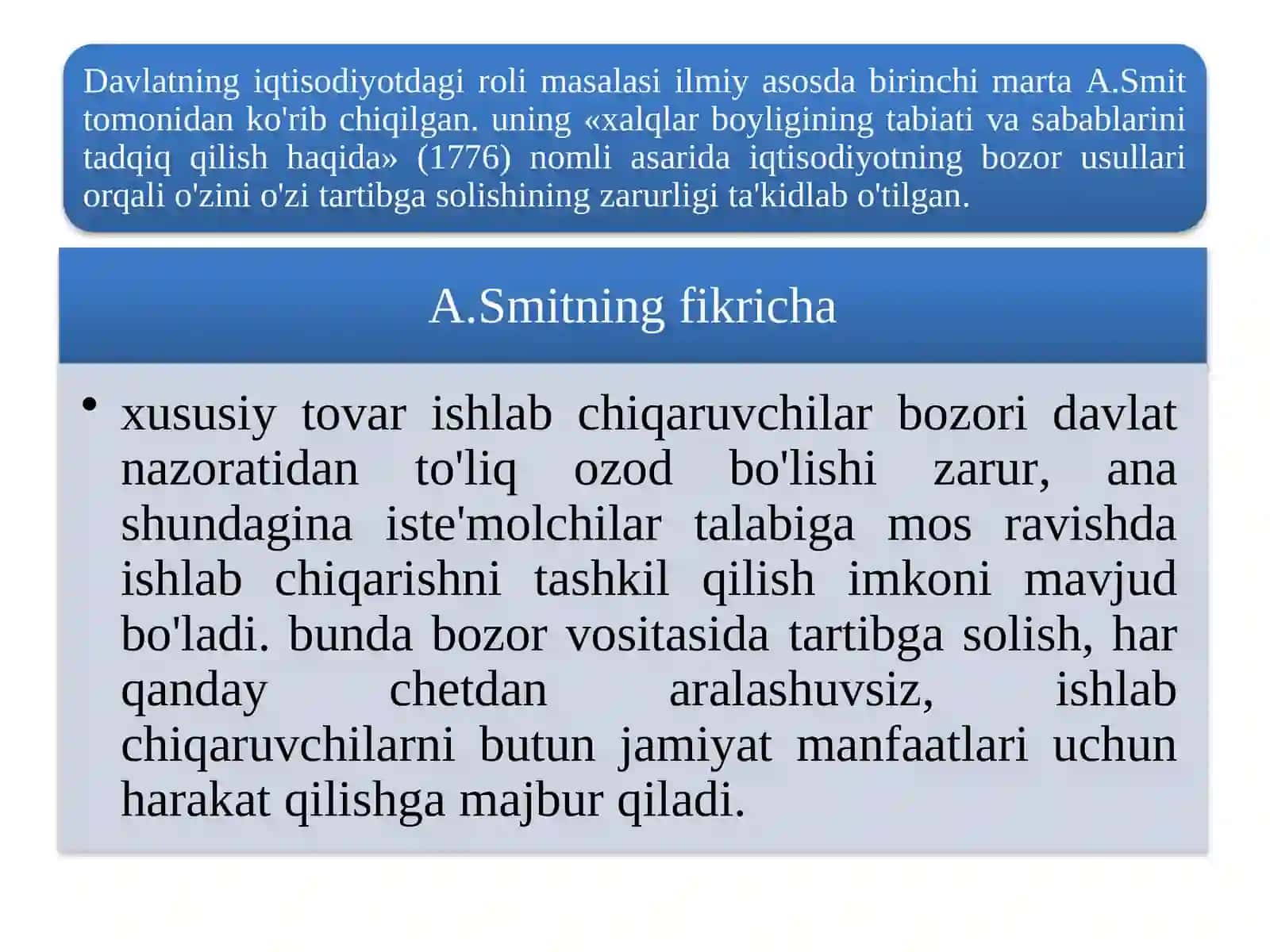 Davlatning milliy iqtisodiyotni tartibga solishdagi roli haqidagi nazariya va qarashlar 3
