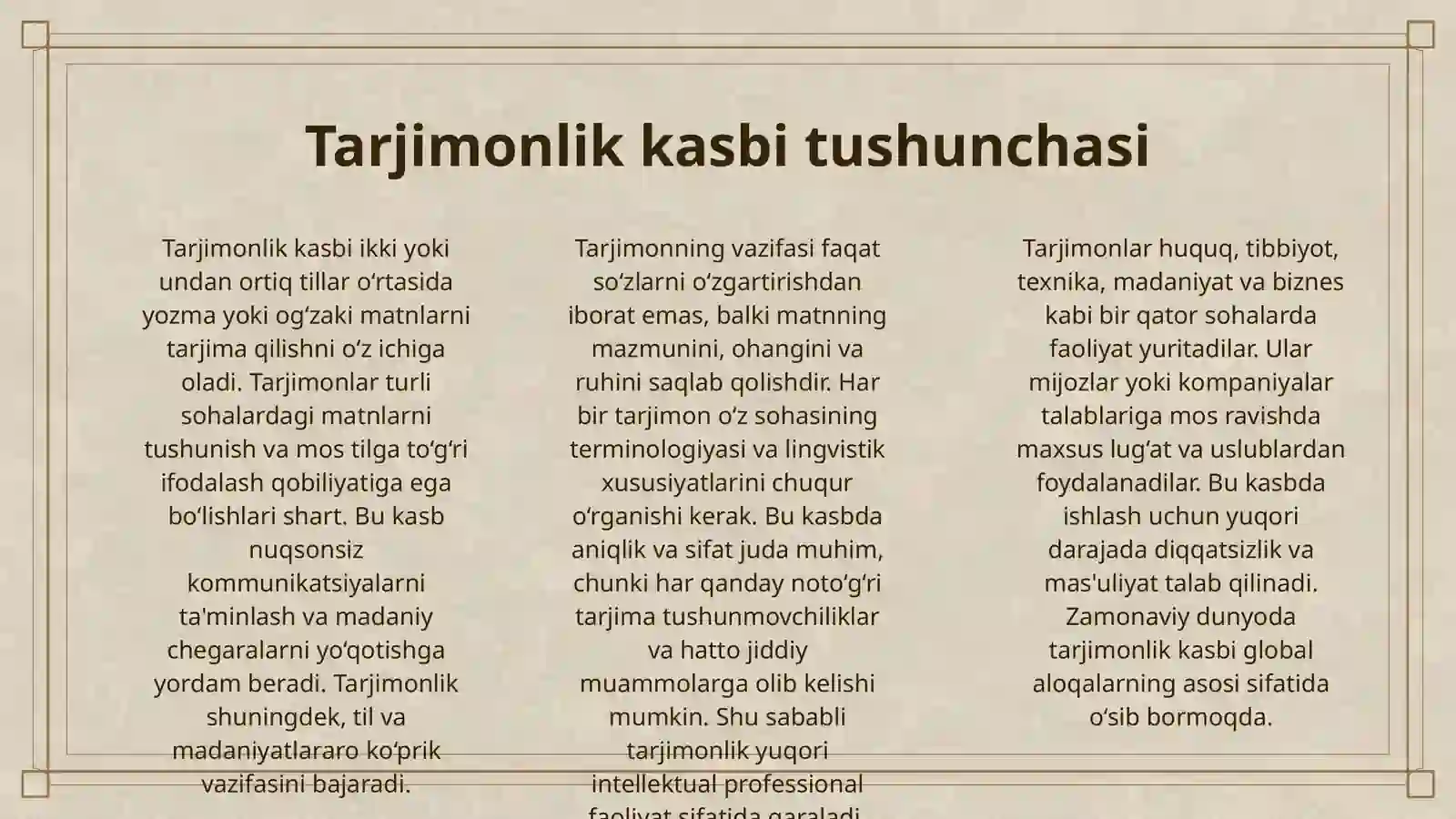 MEN TANLAGAN KASB - TARJIMON 3