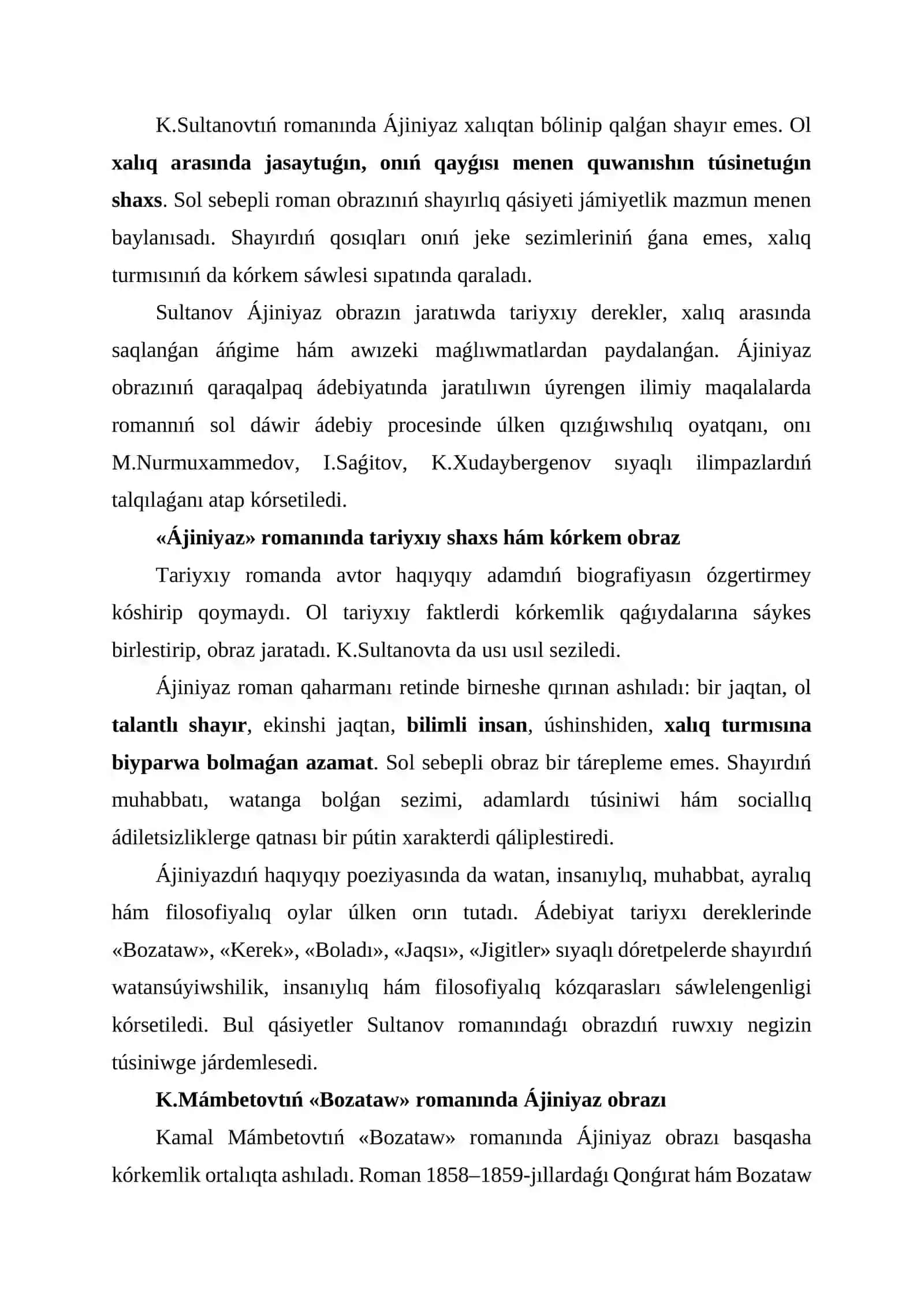 Qaraqalpaq tilida Ajiniyaz Obrazi 3