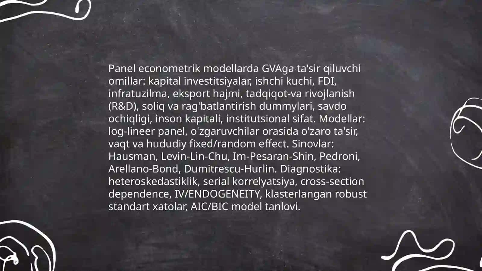 Erkin iqtisodiy zonalar rivojlanish ko'rsatkichlarini ekonometrik modellashtirish 3