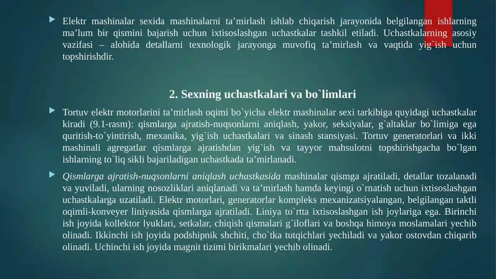 Elektr mashina sexlarida ishlab chiqarishni tashkil etish 3