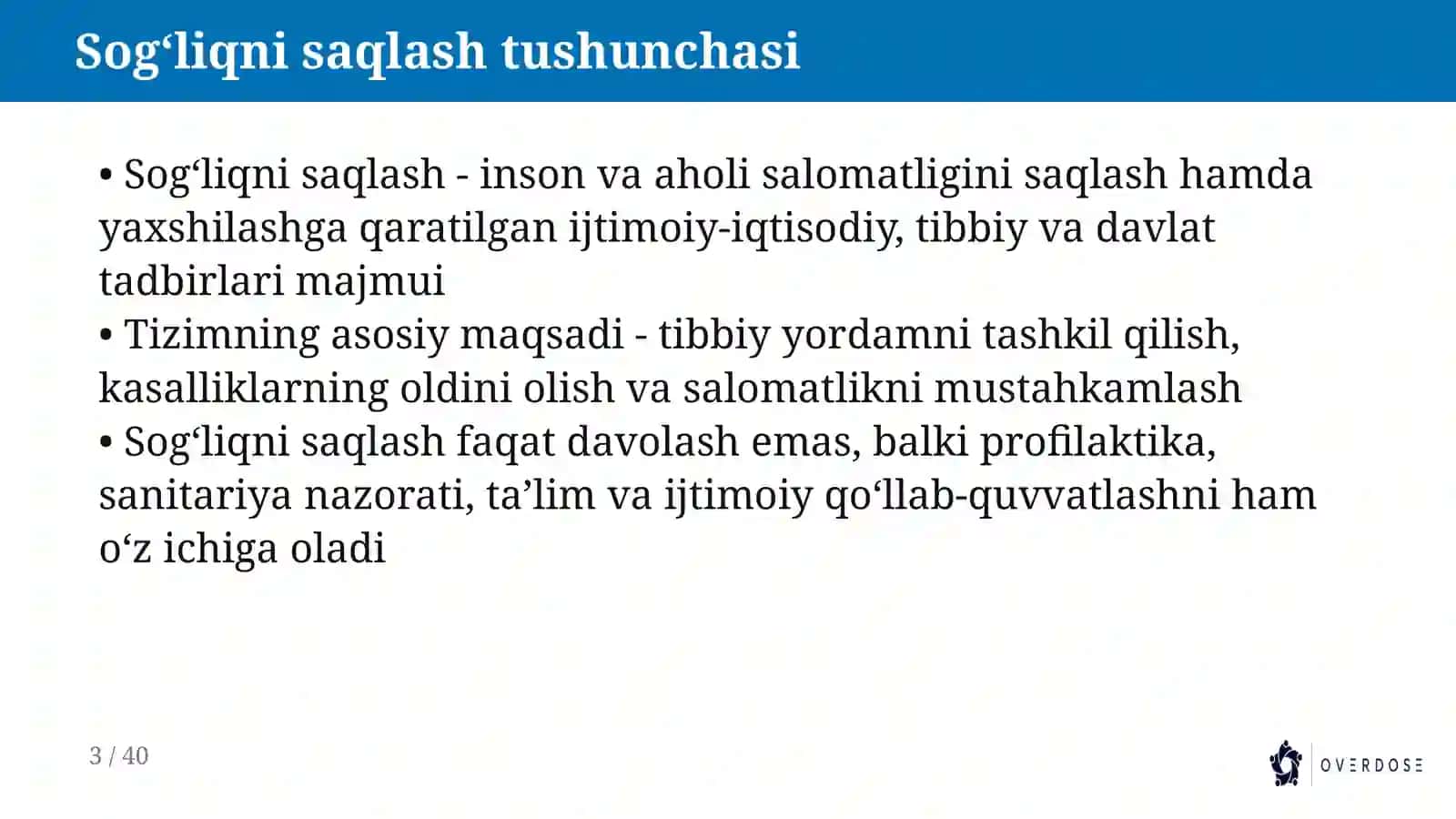 TIBBIYOT KASBIGA KIRISH 3