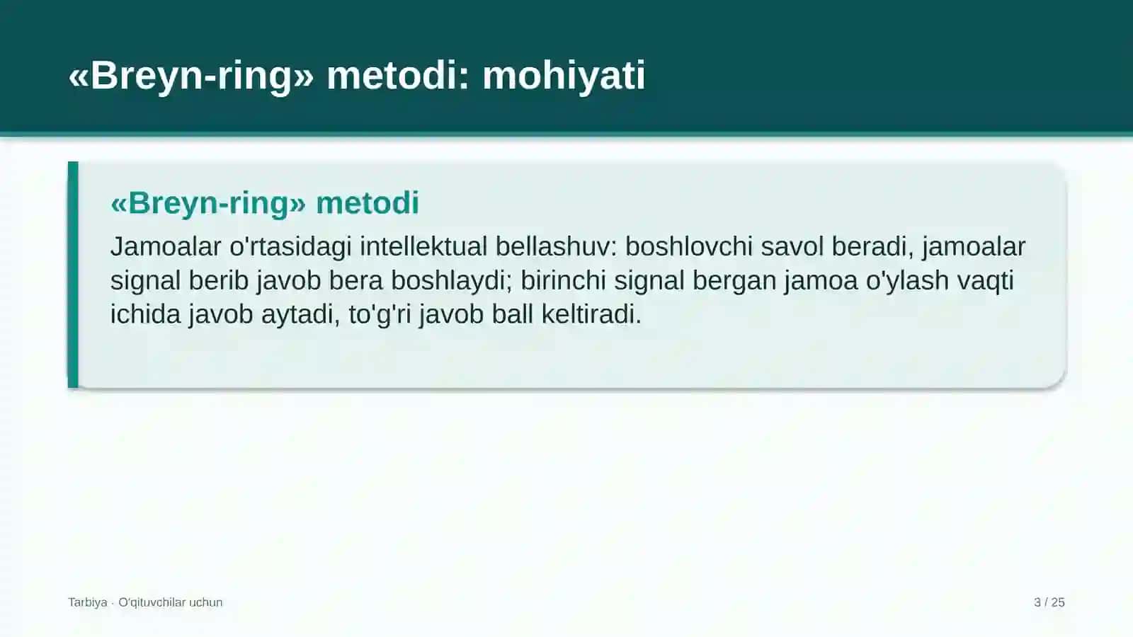 tarbiya darslarida breyn ring metodidan foydalanish 8213 3