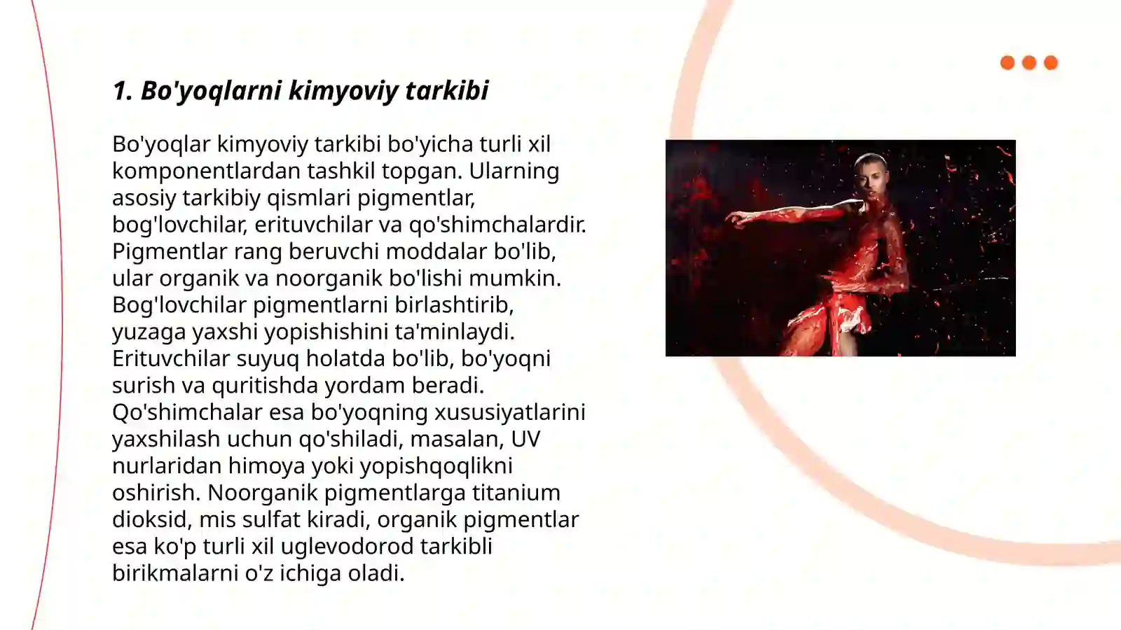 Bo'yoqlarni kimyoviy tarkibi 3