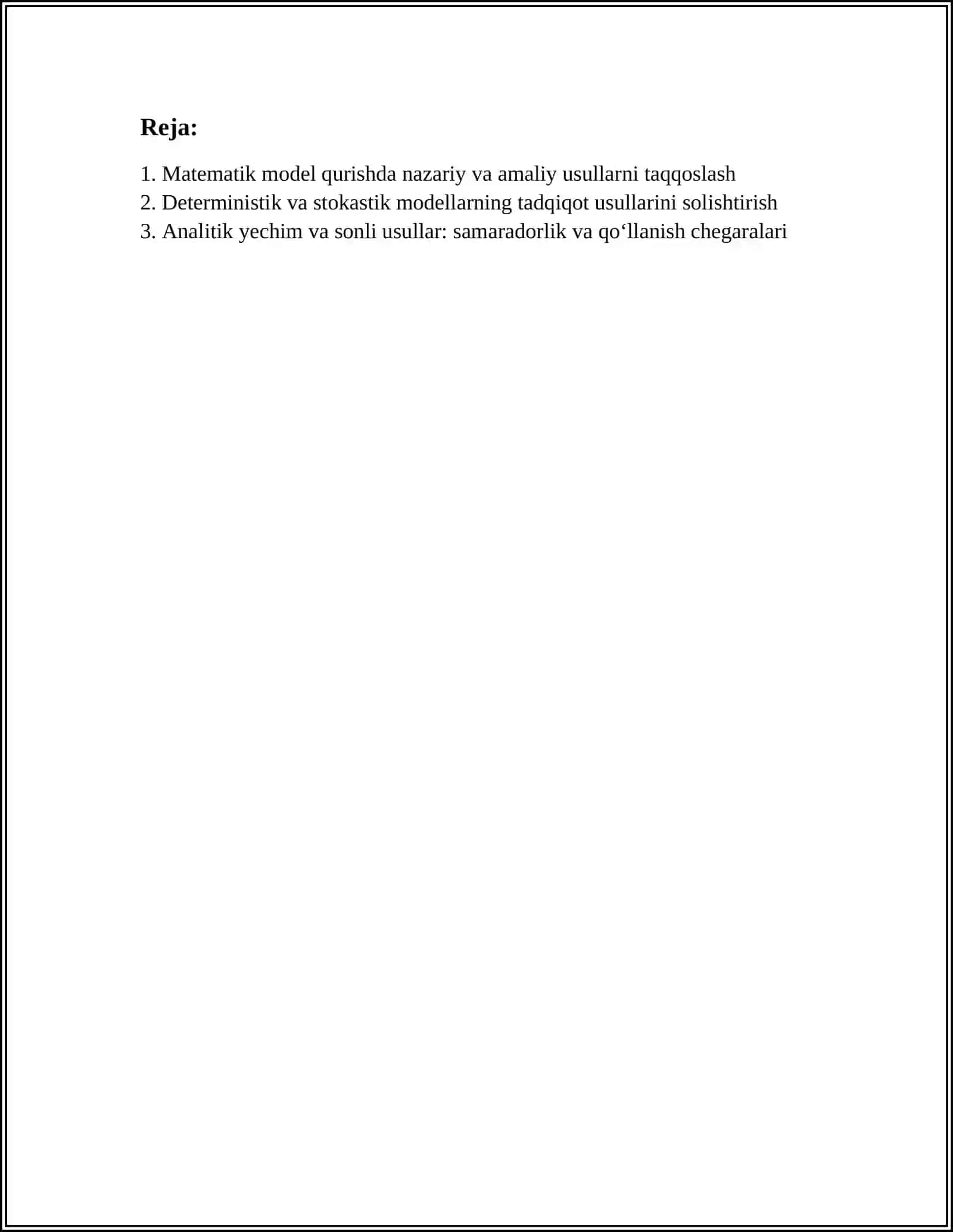 Matematik modellarning nazariy va amaliy tadqiqot usullarini solishtirish 3