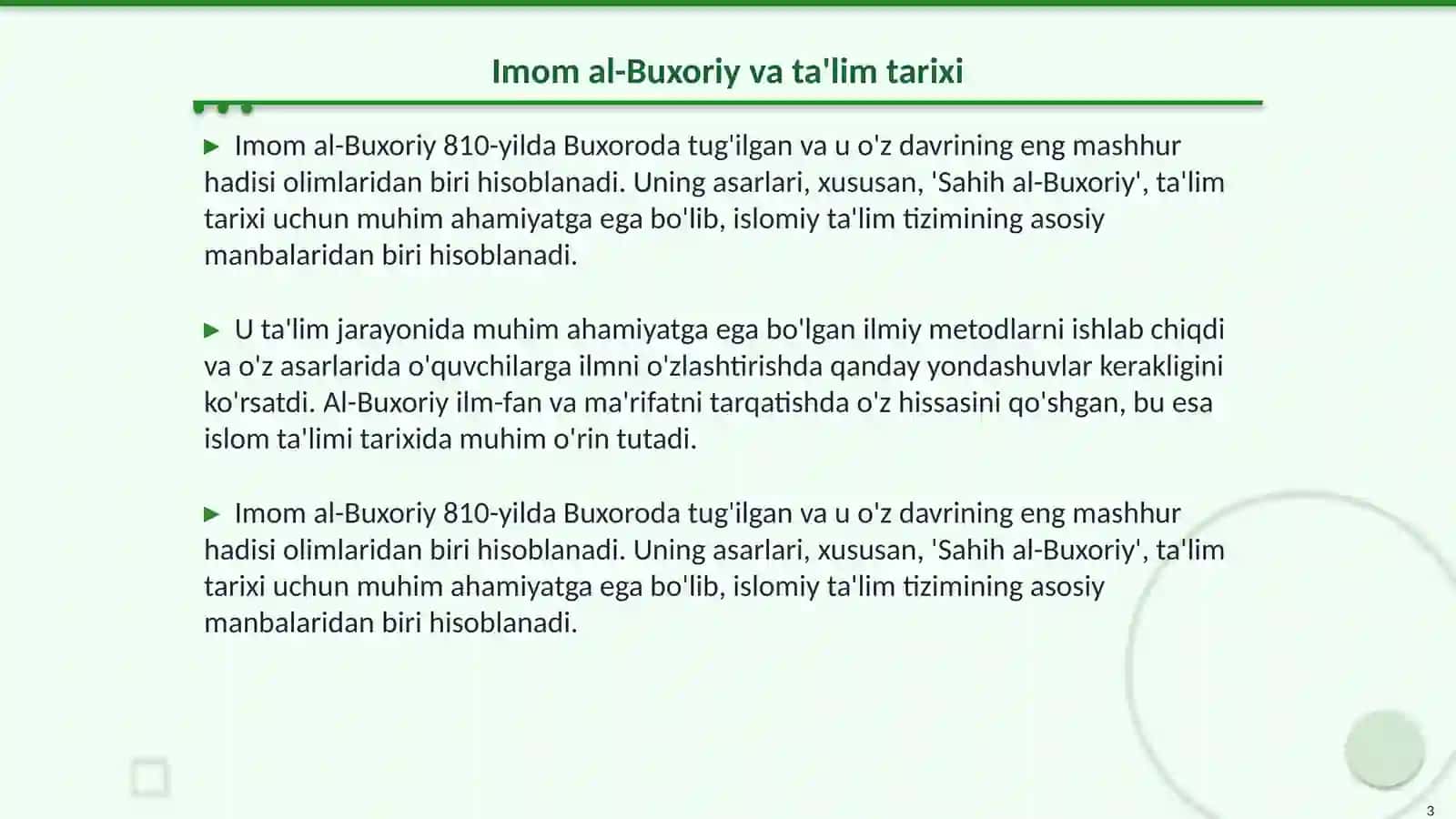 Imom al-Buxoriyning Pedagogika qarashlari 3