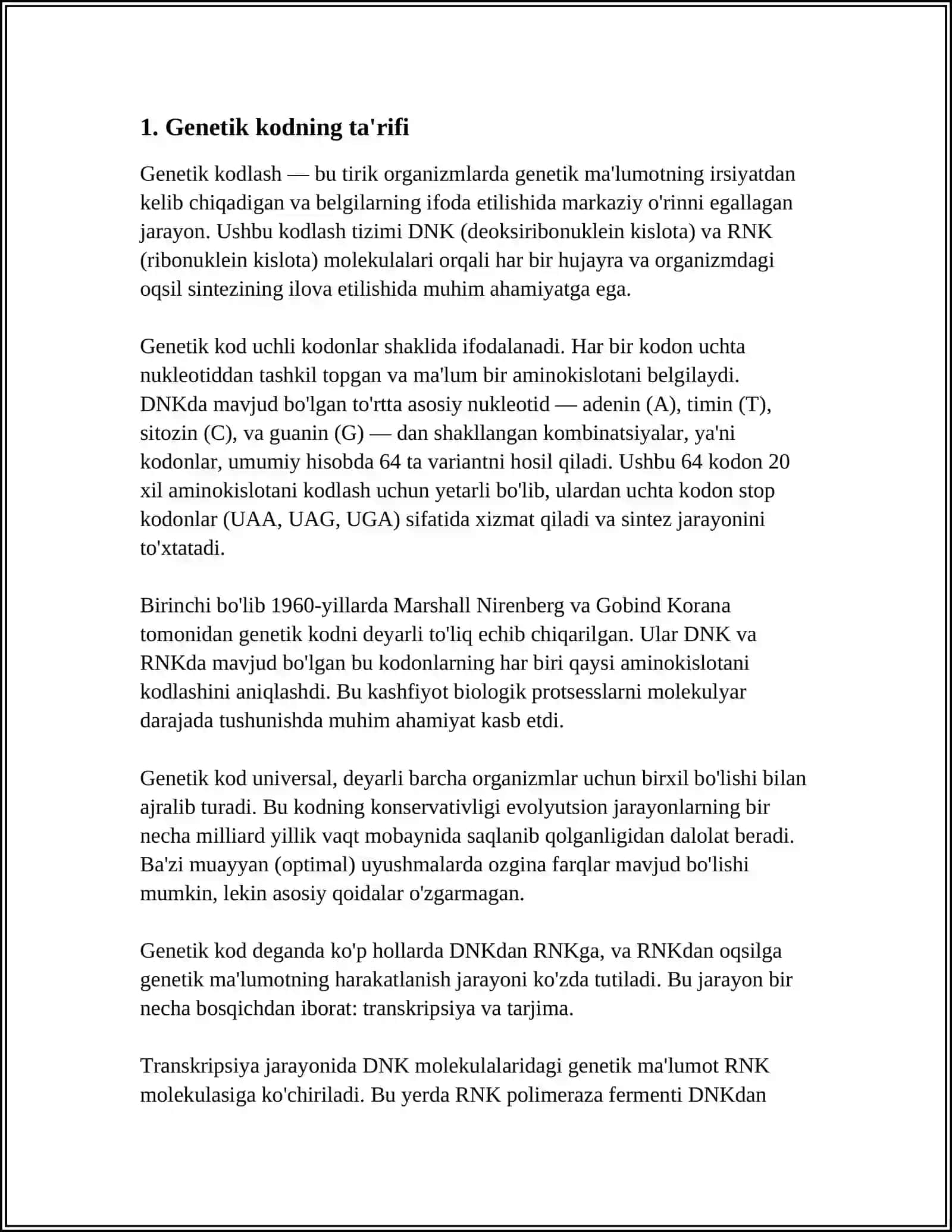 GENETIK KOD VA UNING ASOSIY XUSUSIYATLARI 3