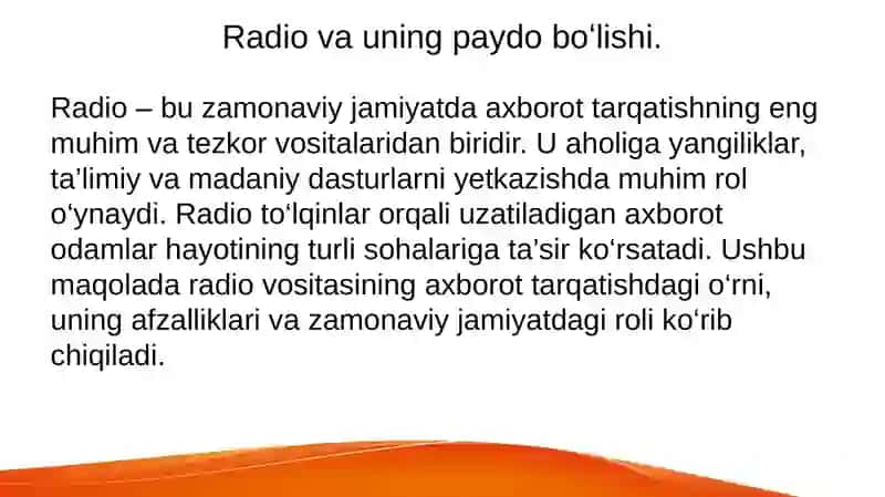 Radio Tezkor Habar Berish va Axorot Tarqatish Vositasi 3