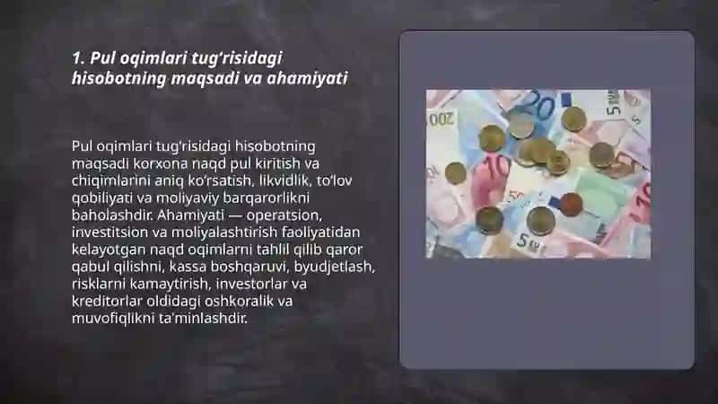 Pul oqimlari tugʻrisidagi hisobotni tayyorlash va tuzish 3