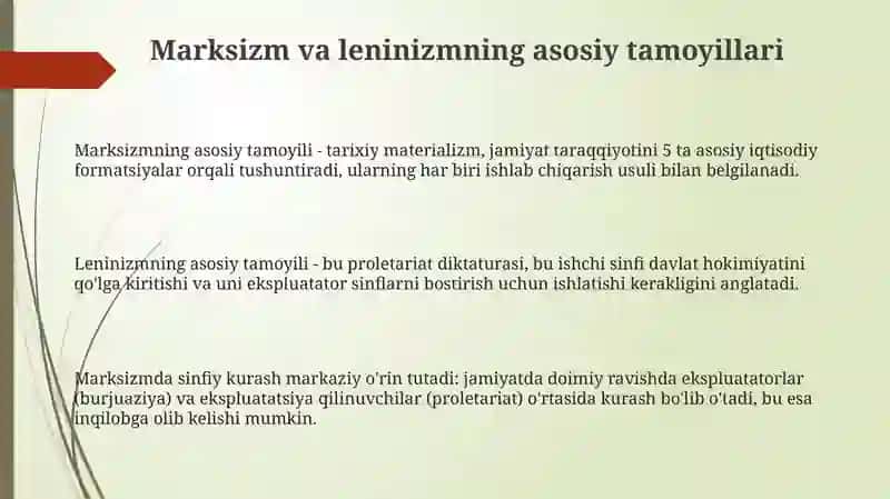 Marksizm va Leninizm: Asosiy tamoyillar va tarixiy rivojlanish 3