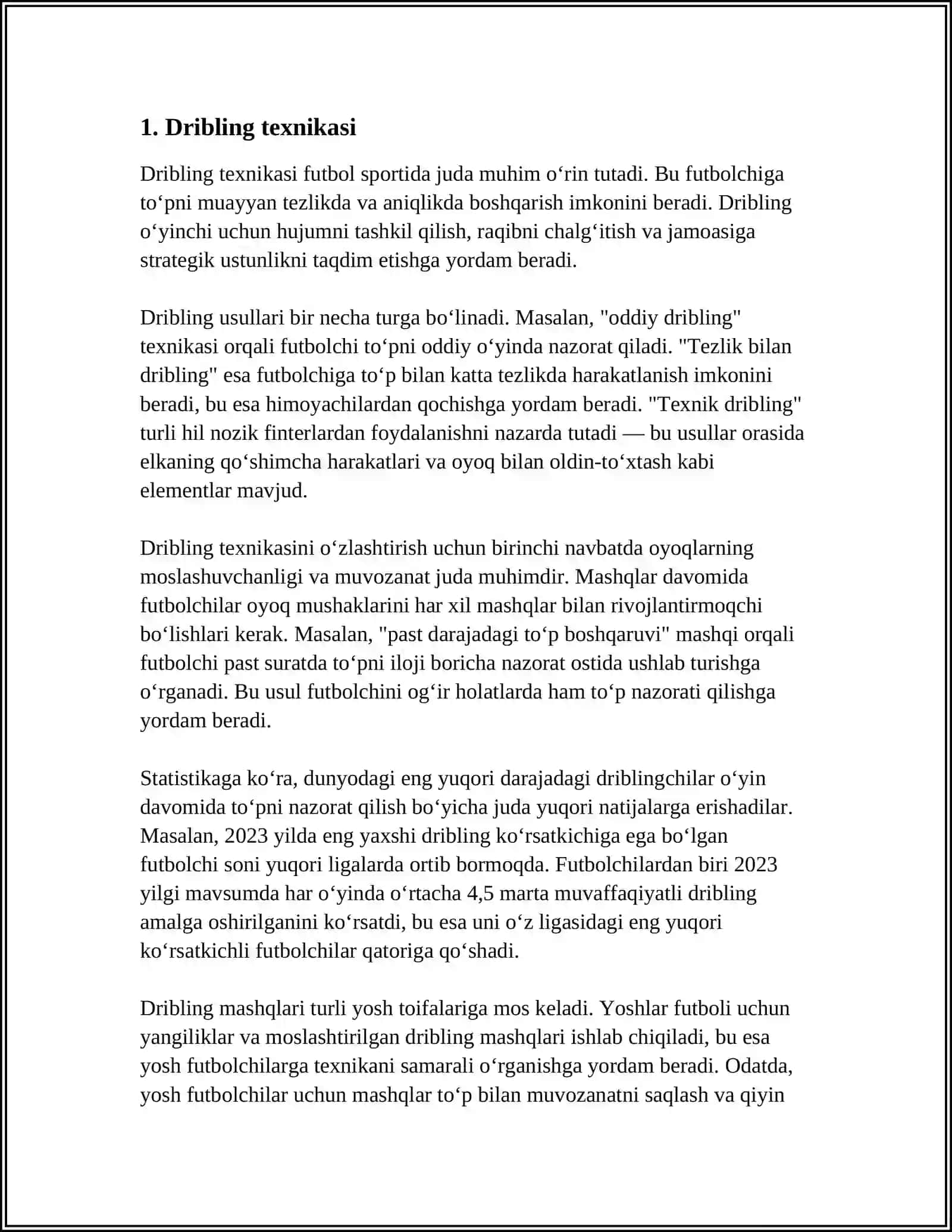 FUTBOL O'YINIDA TO'PNI BOSHQARISH TEXNIKASINI O'RGATISH. (ALDAMCHI HARAKATLAR) 3