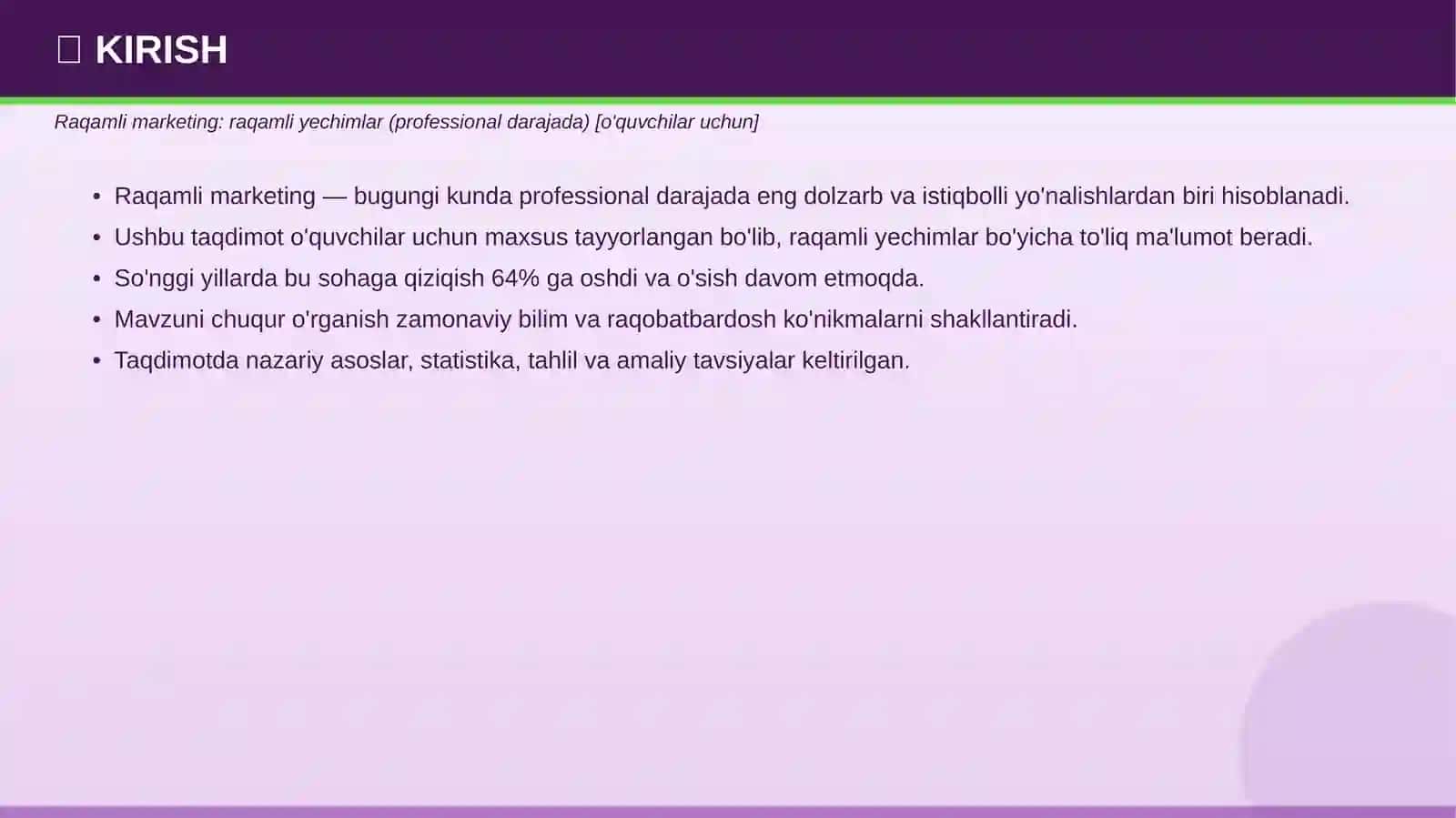 RAQAMLI MARKETING - Taqdimot 3