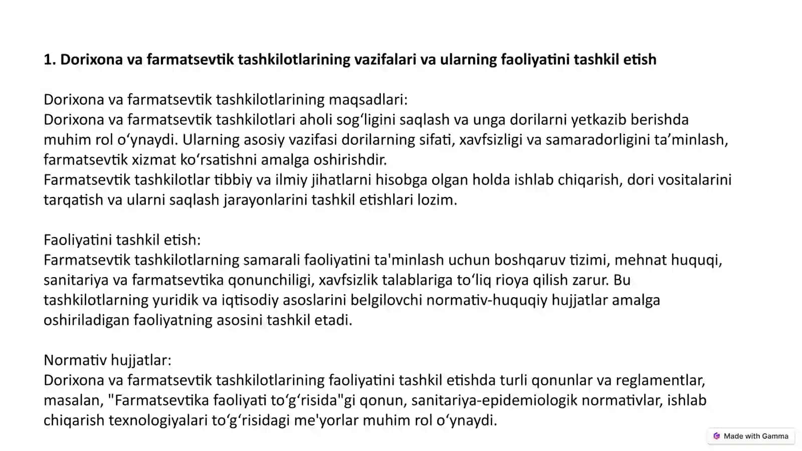 Farmatsevtika Ishini Tashkil Qilish 3