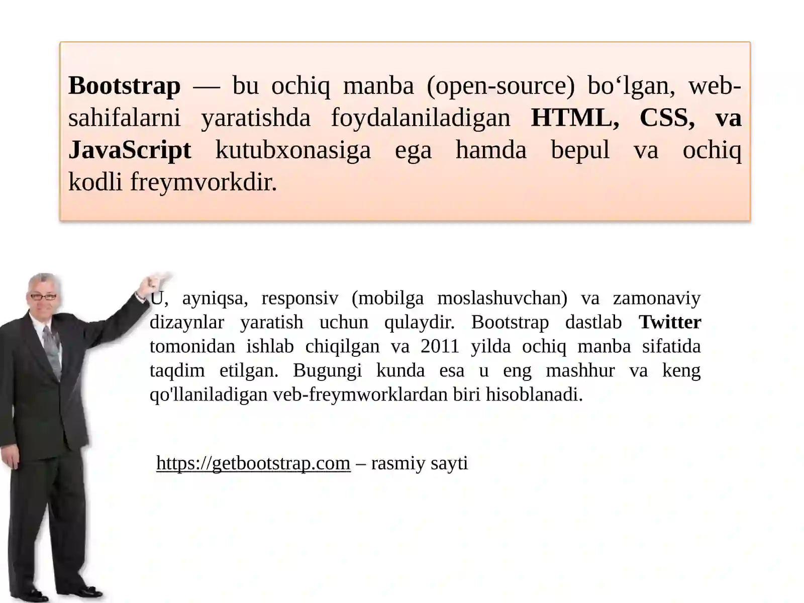 Bootstrap frameworki bilantanishuvvaboshlang’ichtushunchalar 3