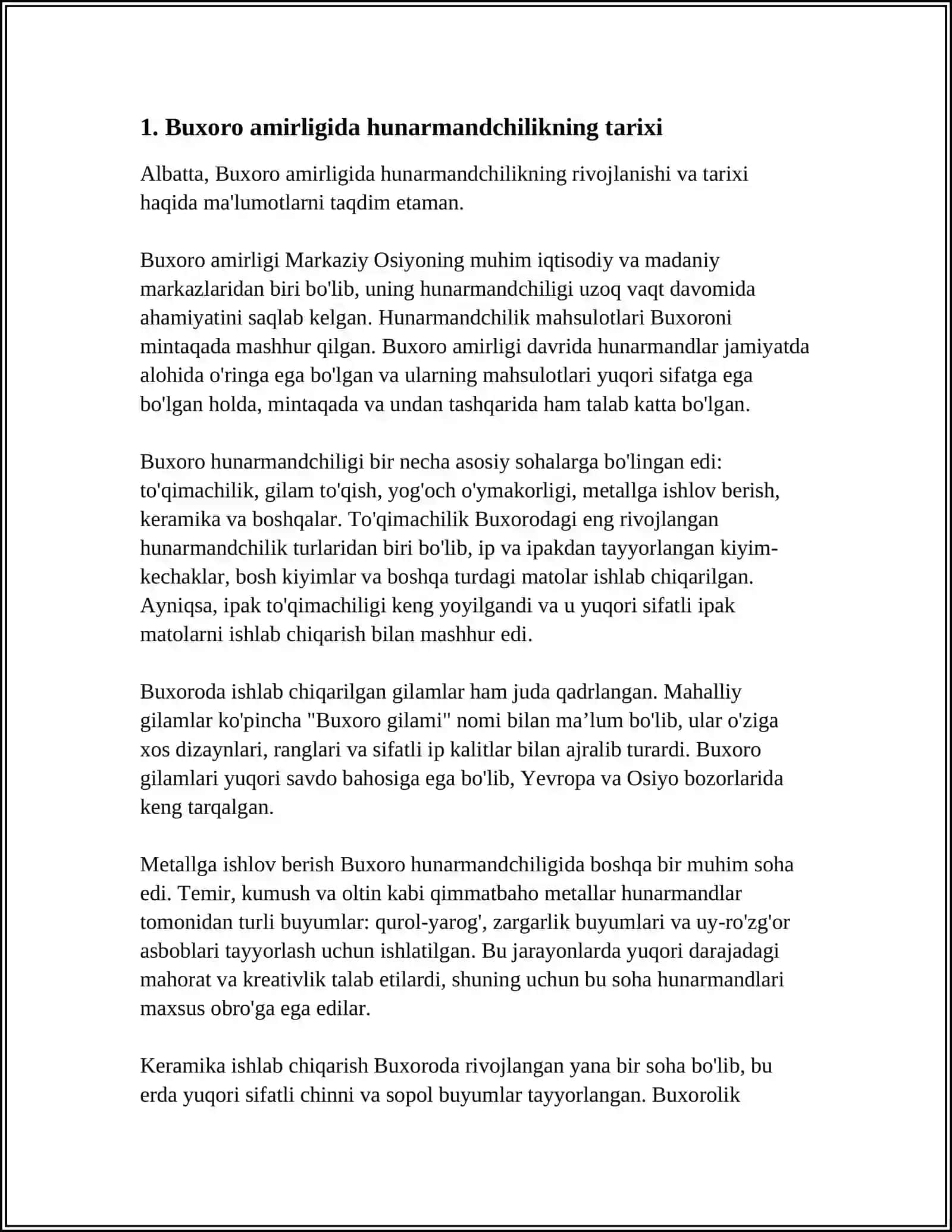 Buxoro Amirligida Hunarmandchilik va Savdo-Sotiq 3