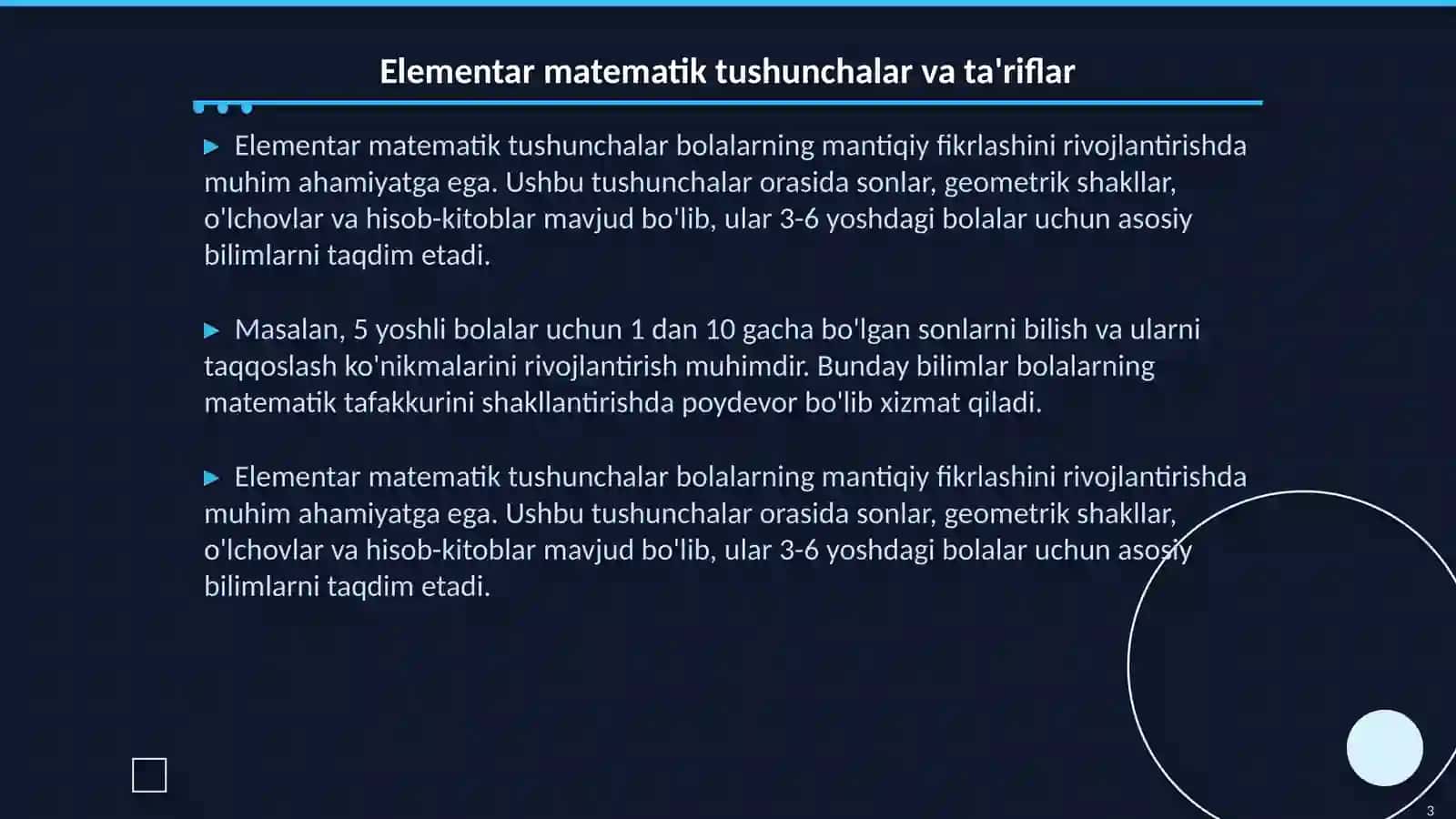 Elementar matematik tasavvurlarni shakllantirish maktabga tayyorgarlik omili sifatida 3