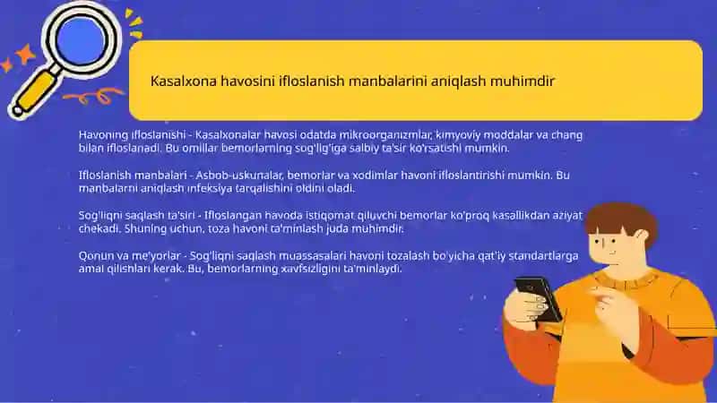 Kasalxona xonalari havosining antropogen kinyoviy ifloslanganligini tekshirish va baholash 3