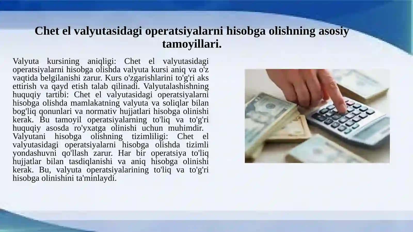 Chet el valyutasidagi operatsiyalarni hisobga olish 3