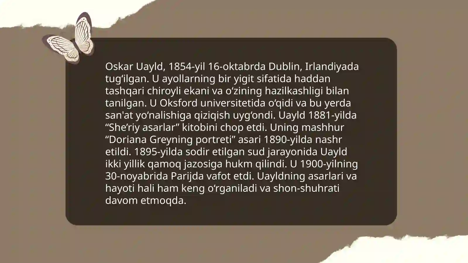Oskar Uald ertaklari 3
