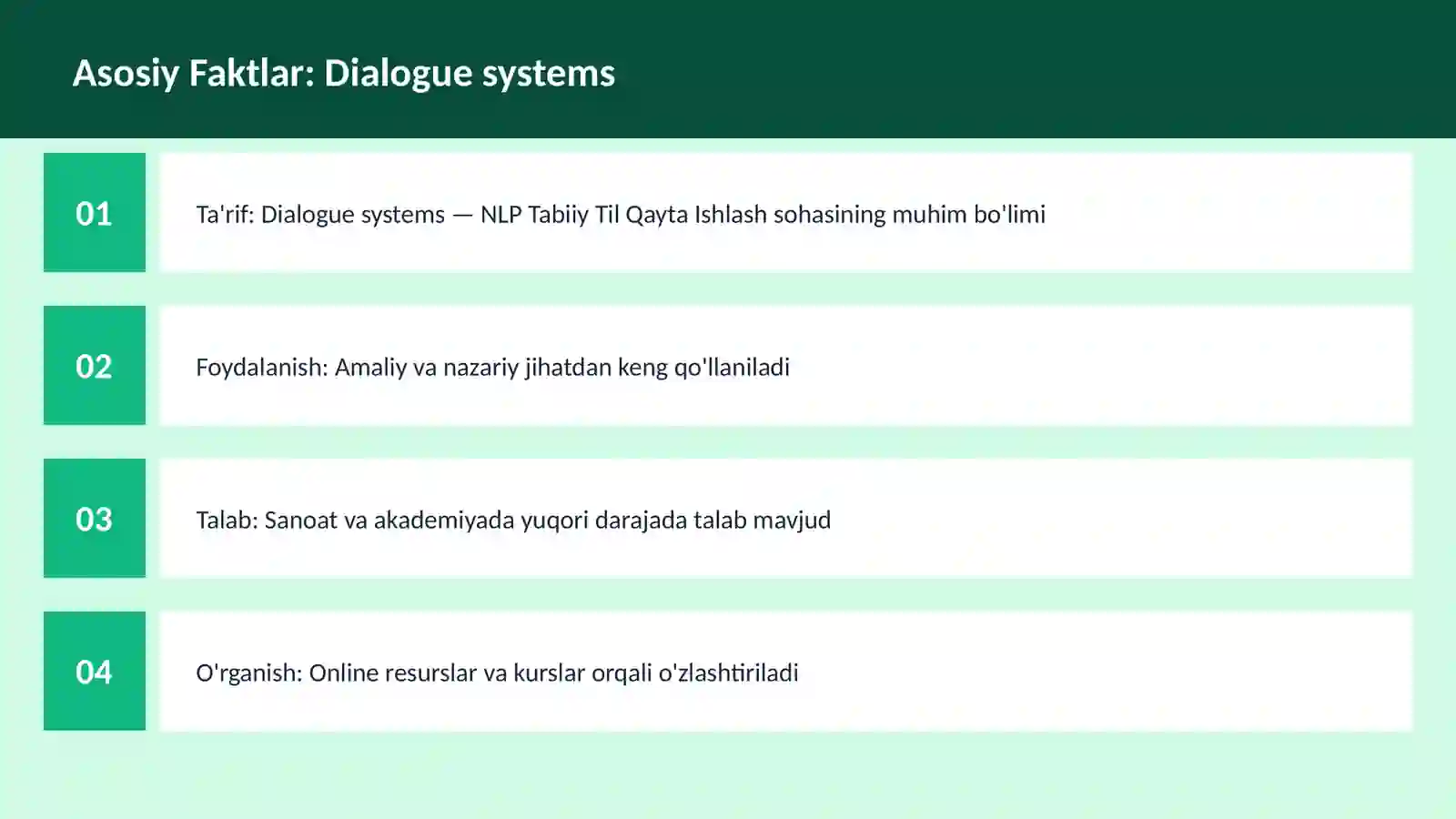 Dialogue systems 3