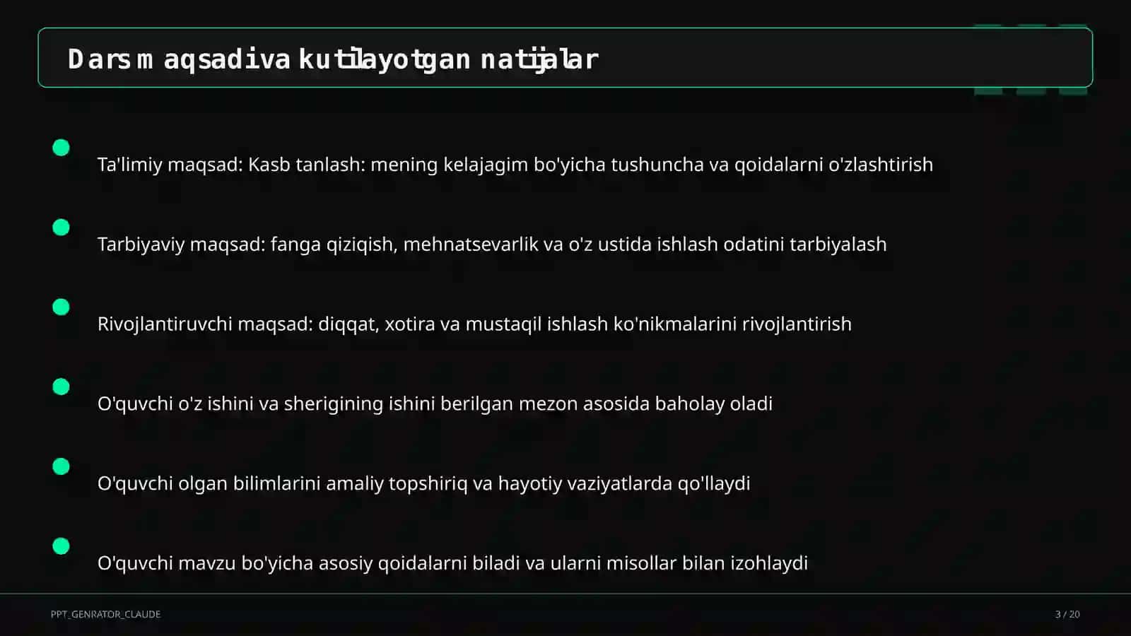 Kasb tanlash: mening kelajagim 3