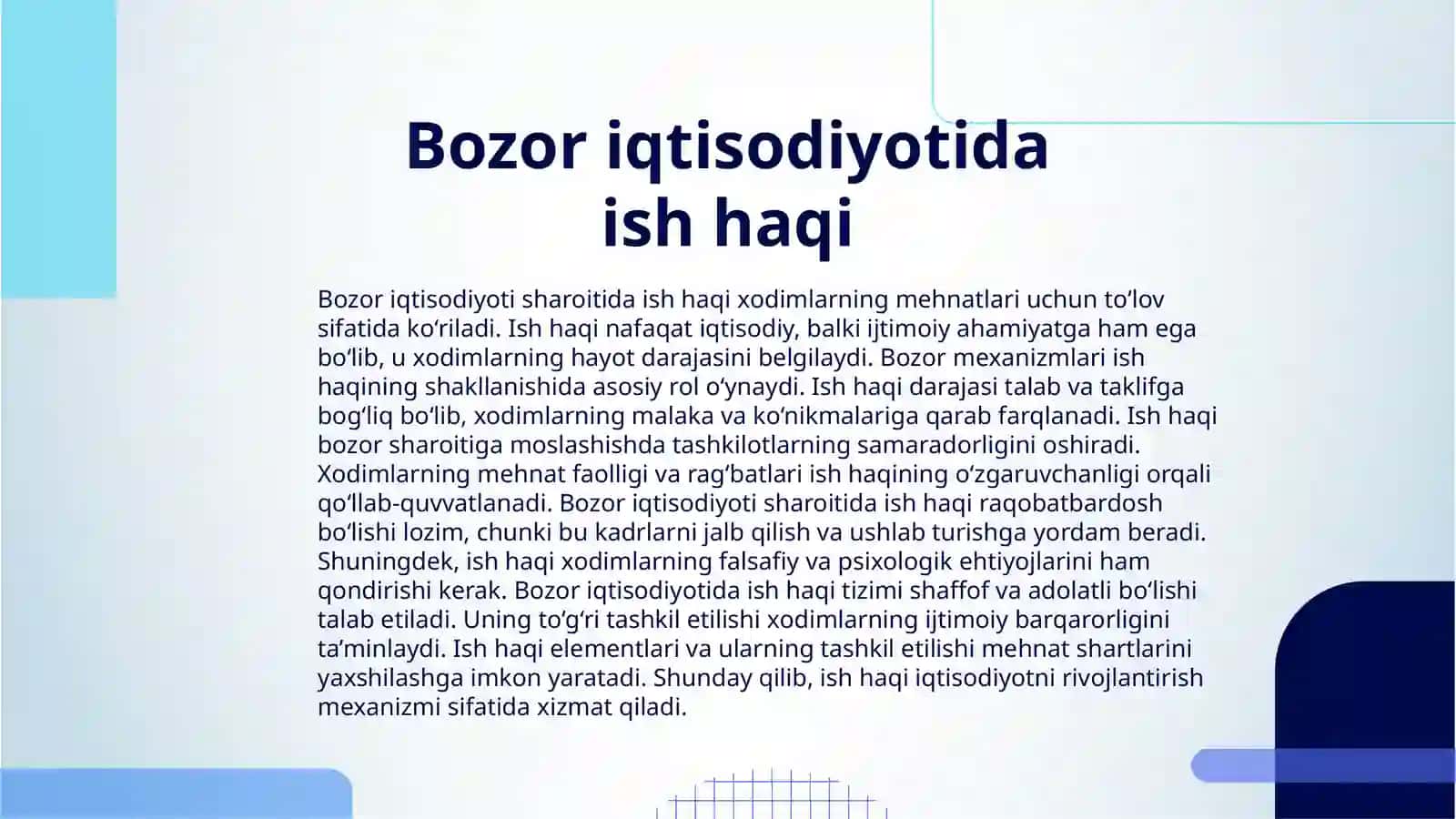 BOZOR IQTISODIYOTI SHAROITIDA XODIMLARNING ISH HAQI: FUNKSIYALARI, ELEMENTLARI VA UNI TASHKIL ETISH TAMOYILLARI 3