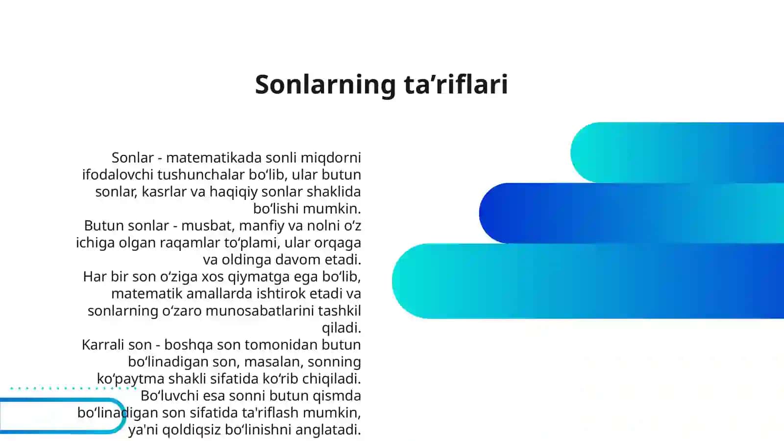 SONLARNING ENG KICHIK UMUMIY KARRALISI VA ENG KATTA UMUMIY BO'LUVCHISI 3