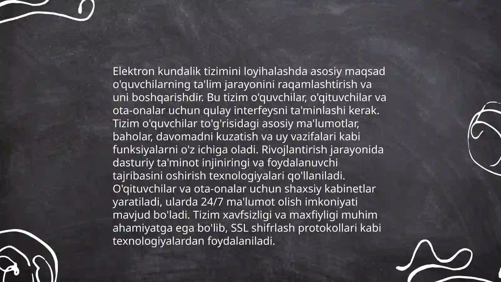 Ta’lim muassasasining elektron kundaligi va jurnalini yuritish uchun web ilova ishlab chiqish va tizimni konstruksiyalash va murakkabligini minimallashtirish 3