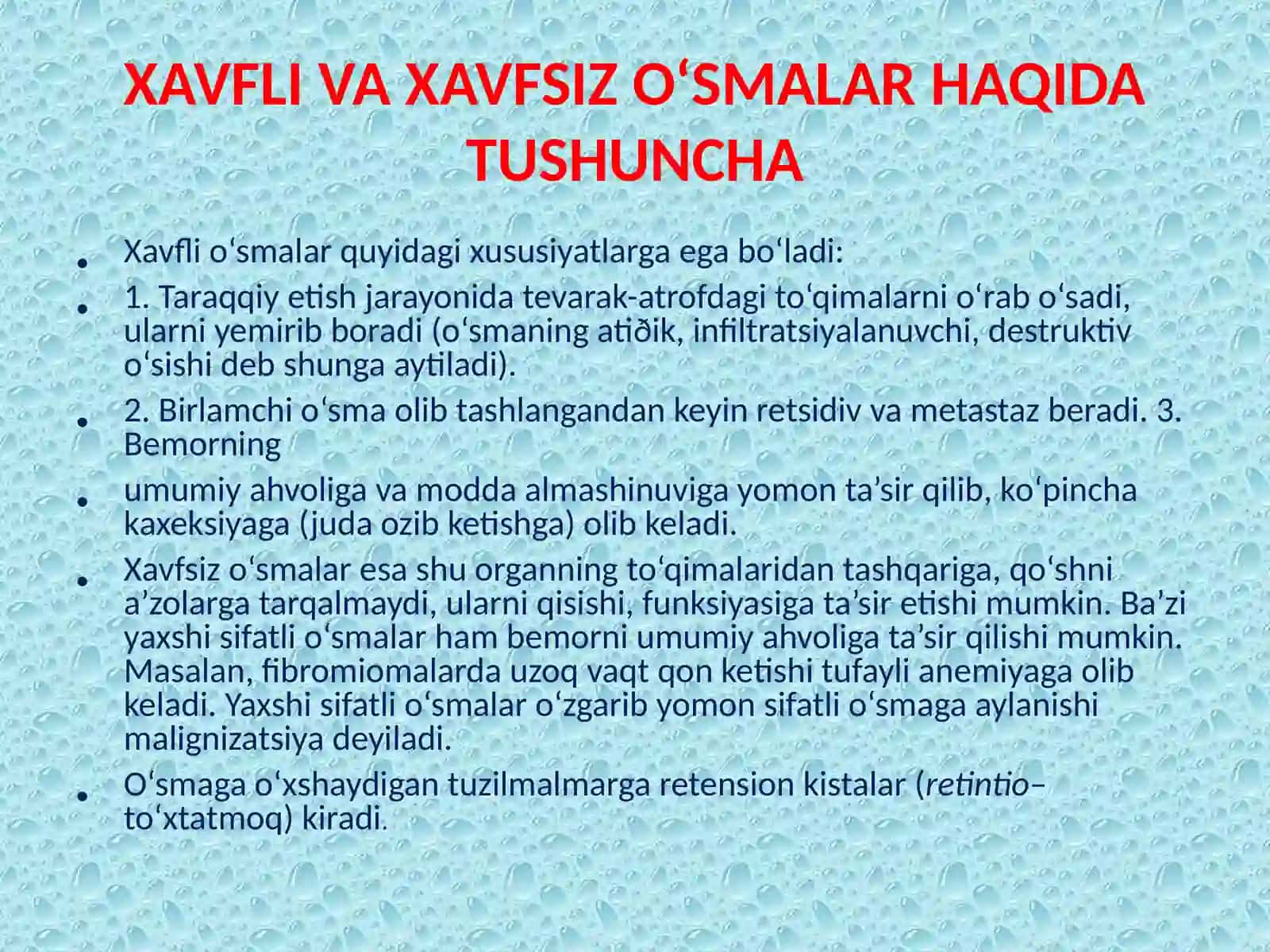 AYOLLARJINSIY A’ZOLARIDA O’SMA OLDI VA O’SMA KASALLIKLARI 3