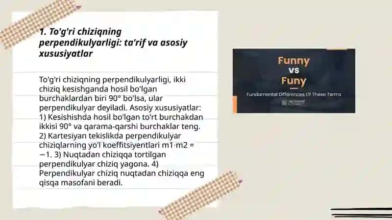 To'g'ri chiziqning perpendikulyarligi: ta'rif va asosiy xususiyatlar 3