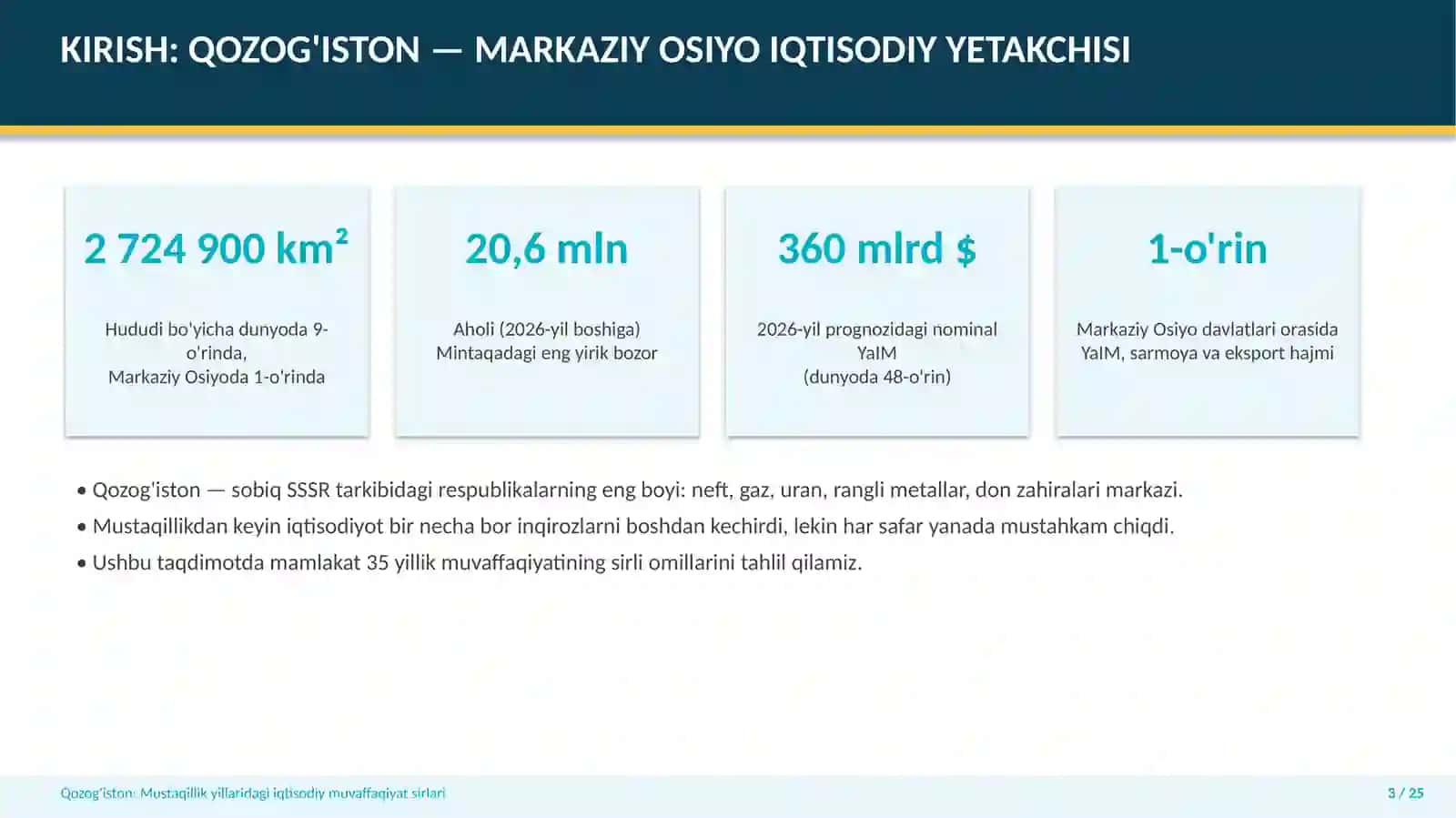 Qozog'iston: davlatning mustaqillik yillaridagi iqtisodiy muvaffaqiyatining sirlari 3