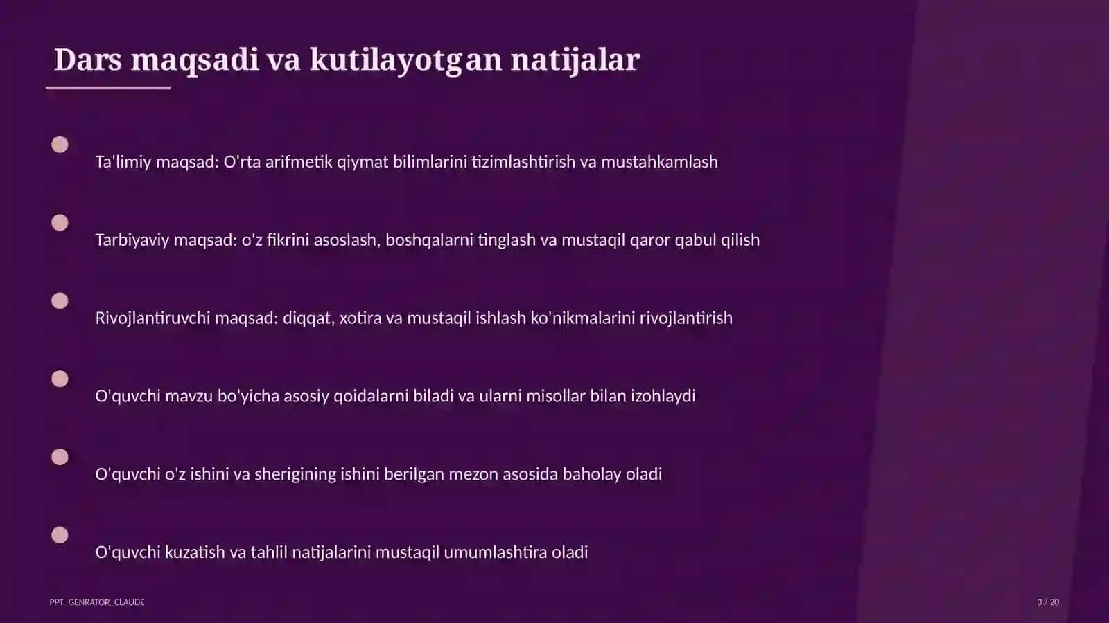 O'rta arifmetik qiymat (5-sinf) 3