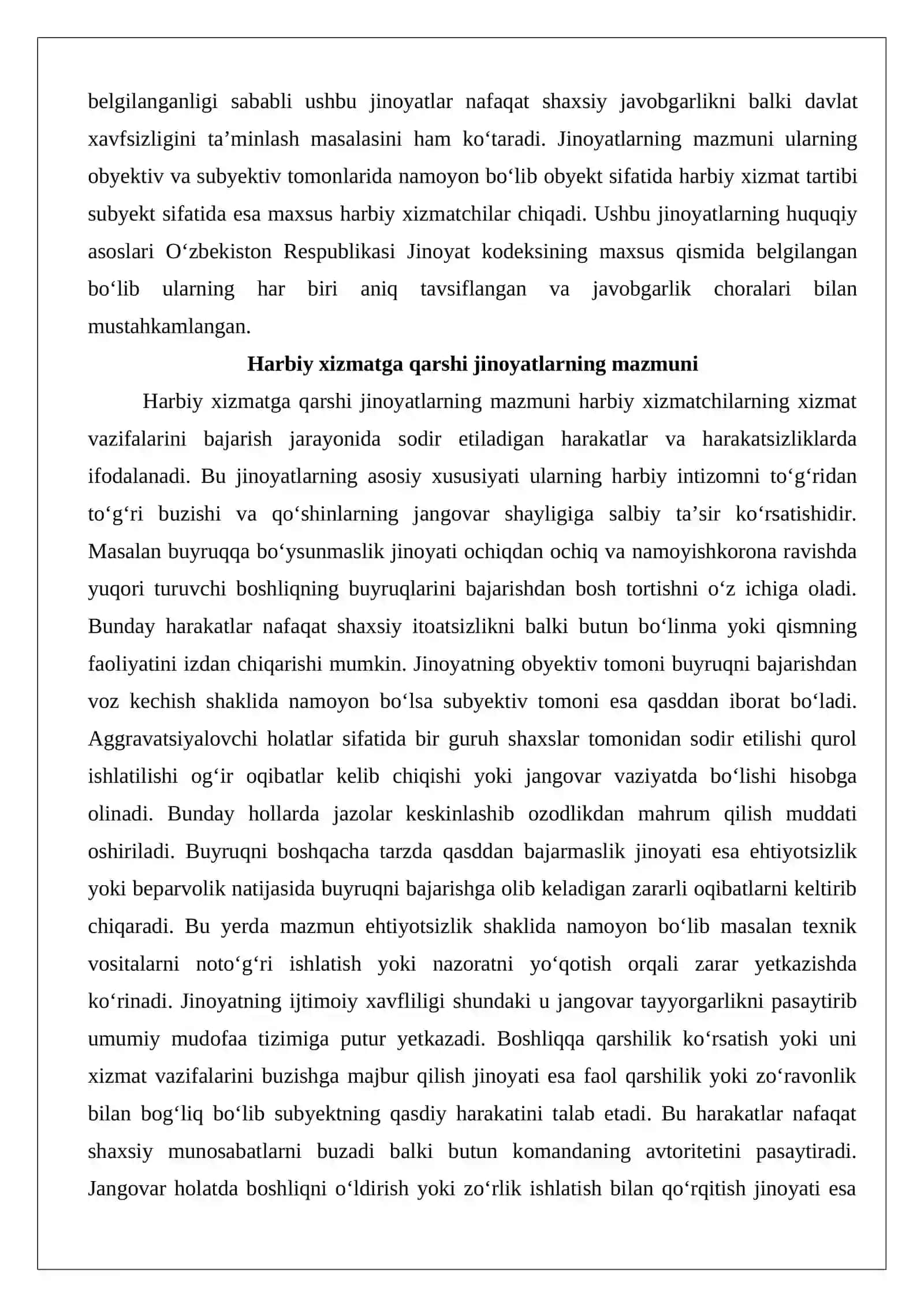 Harbiy xizmatga qarshi jinoyatlar tushunchasi va tizimi 3