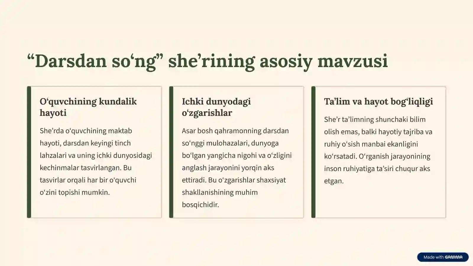"Darsdan so‘ng" she’ri 3