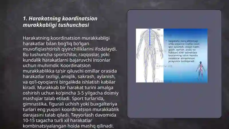 Harakatning koordinatsion murakkabligini va uni aniqlash 3