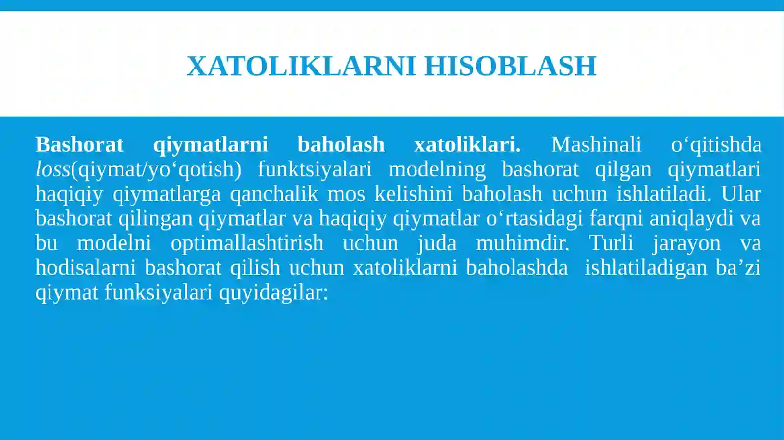 Xatoliklarni hisoblash 3