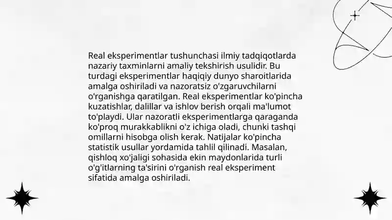 Real eksperiment va Ideal eksperimentni takrorlash 3