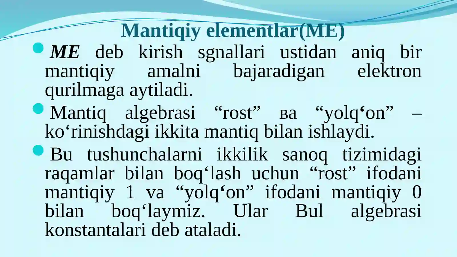 Mantiqiy elementlar 3