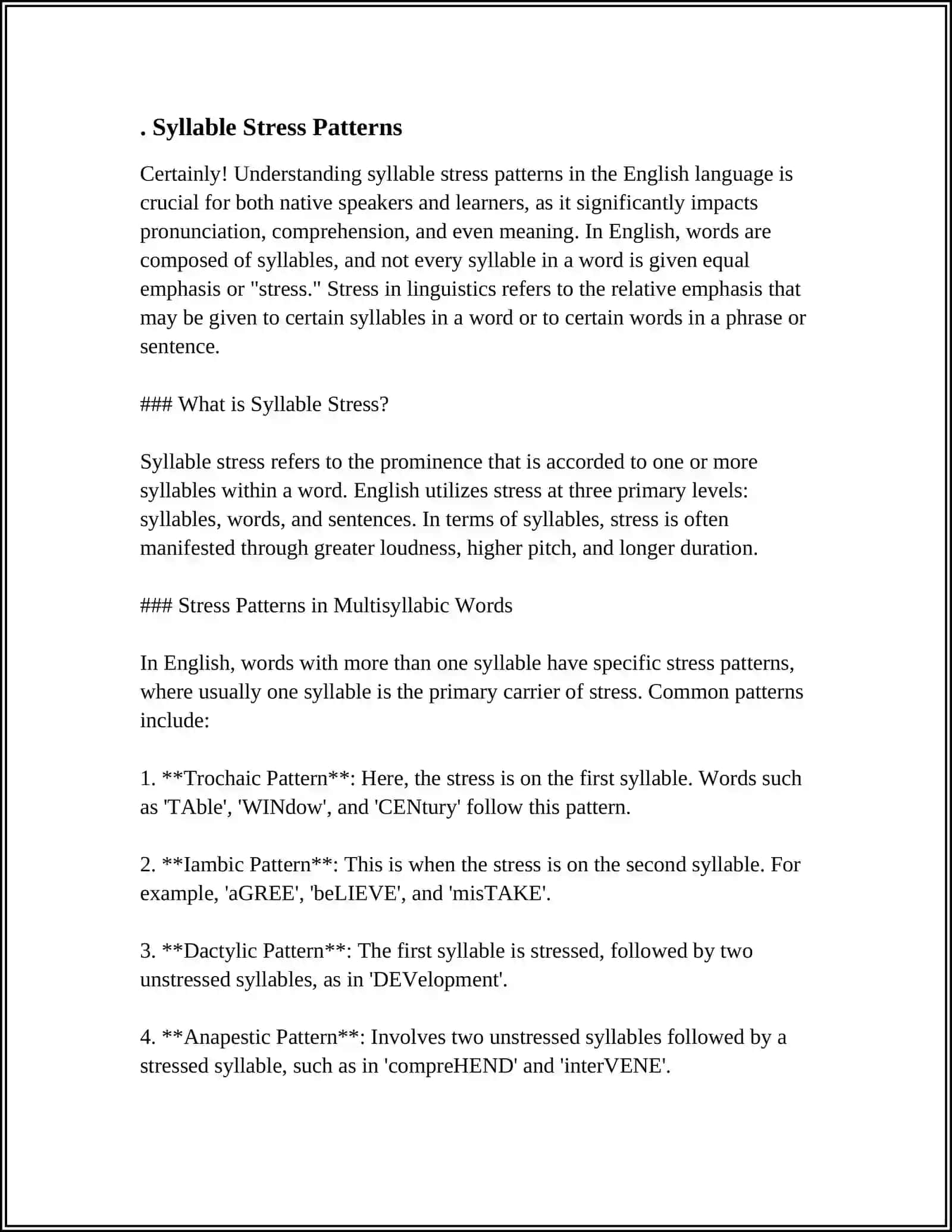 Theme: THE ACCENTUAL STRUCTURE OF ENGLISH WORDS 3